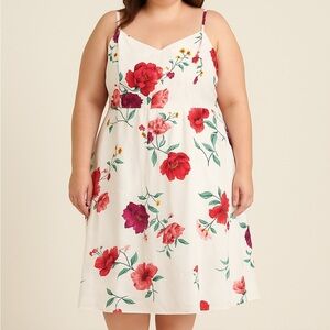 Old Navy Floral Midi Dress - White and Red